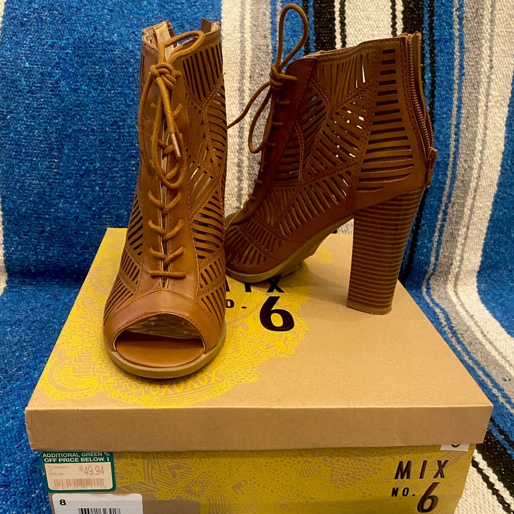Chunky Heel Lazer Cut Booties